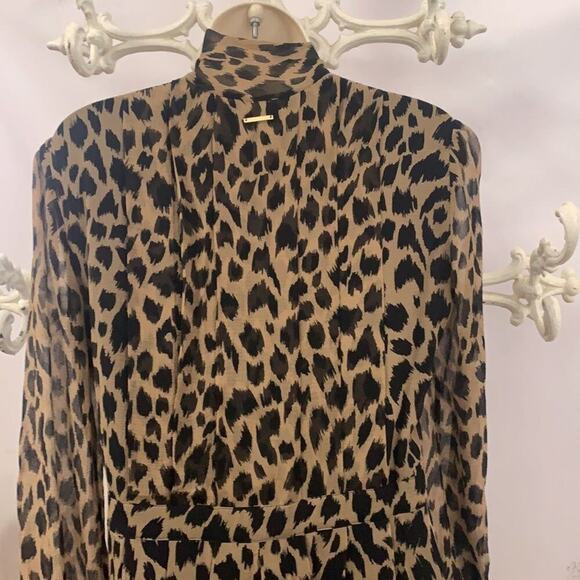 BURBERRY LONDON LEOPARD PRINT 100% SILK DRESS SIZE 6 - Picture 3 of 9